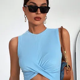 StyleCast Women Round Neck Sleeveless Crop Top-image-3