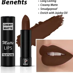 PERPAA Set of 2 Creamy Matte Bullet Lipstick 3.5g Each - Cherry Red 52 & Cocoa Brown 67 image 5