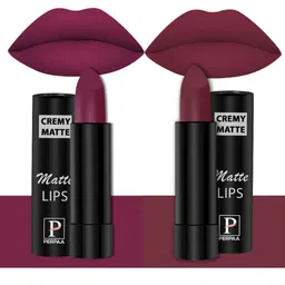 PERPAA Set of 2 Creamy Matte Bullet Lipstick 3.5g Each - Cherry Red 52 & Dusky Maroon 96-44