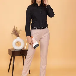 Mlada Women High Waist Straight Fit Formal Trousers-image-89