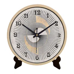 OLIVE TREE Peach-Coloured & Black Printed Contemporary Round Shaped Analogue Table Clock-9