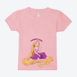 YK Disney Girls Graphic Printed Puff Sleeves Pure Cotton T-shirt-34