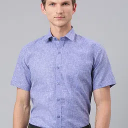 ACCOX Men Comfort Regular Fit Spread Collar Solid Linen Formal Shirt-picture-41