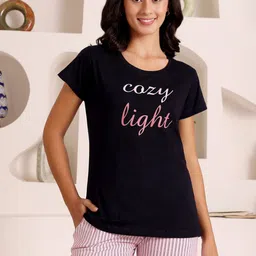 Bodycare Women Pure Cotton Typography Printed Night Suit-picture-45