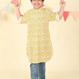 Fabindia Boys Geometric Printed Festive Cotton Straight Kurtas-picture-43