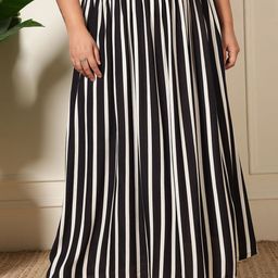 DEEBACO Striped Gathered Maxi Skirt-image-12