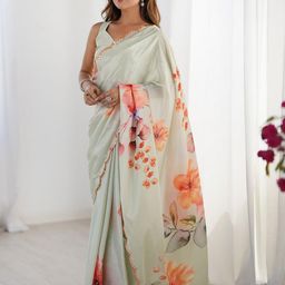 all about you Floral Mirror Work Silk Blend Saree-image-88