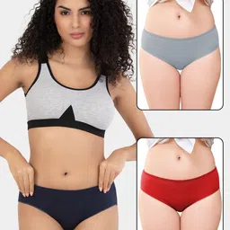 Trylo Pack Of 3 Assorted Hipster Briefs Riza Dior Panty-Assorted Colours-4XL-image-47