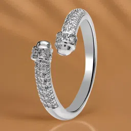 rubans voguish Rubans Rhodium-Plated Stainles Steel TarnishFree Waterproof Cubic Zirconia Adjustable Ring-picture-2