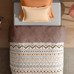 wakefit Beige & White Geometric Printed 220 GSM AC Room Cotton Single Bed Blanket-10