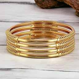 LUCKY JEWELLERY Set Of 4 Gold Plated Stone Studded Traditional Bangles-14