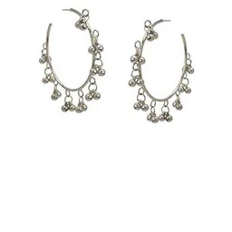 ZURIKRISHA Silver Plated Artificial Beads Beaded Circular Shaped Hoop Earrings-picture-44