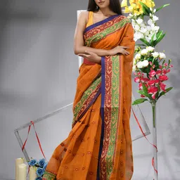 TANTLOOM Ethnic Motifs Woven Design Pure Cotton Saree-24