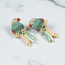 AVANT-GARDE PARIS Gold-Plated Rhinestone Parrot Shaped Drop Earrings-image-73