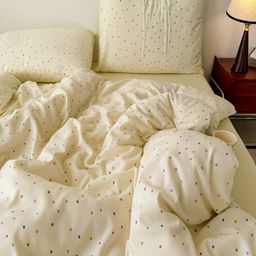 JC HOME Beige & Green Self Design Polycotton 3 Piece Single Regular Bedding Set-image-88