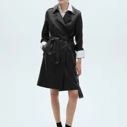 MANGO Faux Leather Trench Coat with Belt-picture-45