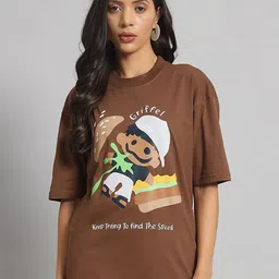 GRIFFEL Women Printed Extended Sleeves T-shirt-image-24