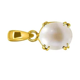 RAVIOUR LIFESTYLE Oval Gold-Plated Pendant with White Stone-image-64
