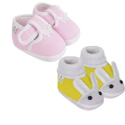 NESKA MODA 12 To 18 Month NonSlip Infants 2 Pair Set Cotton Rabbit Butterfly Booties-image-40