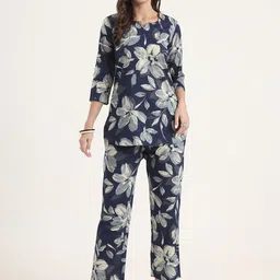 Divena Floral Printed Pure Cotton Top With Trousers Co-Ords-picture-29