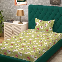 Myntra Elegant Homes Unisex Single Flat Bedsheet with 1 Pillow Covers-image-66