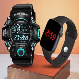 Hala Men Pack of 2 Solid Rectangular Tang Regular Digital Watches-1