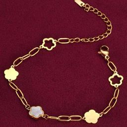 PALMONAS Gold-Plated Waterproof Anti-Tarnish Lucky Four-Leaf Clover Wraparound Bracelet-image-3