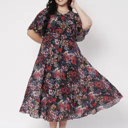 HELLO DESIGN Women Floral Printed Flared Sleeve Fit & Flare Maxi Dress-picture-37