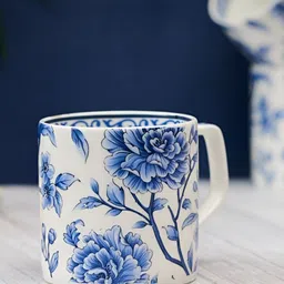 GOLDEN QUEEN'S Blue & White Floral Printed Bone China Glossy Cups Set of Cups and Mugs-22