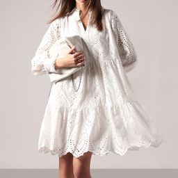 Vero Moda Mandarin Collar Schiffli Fit & Flare Dress-image-76