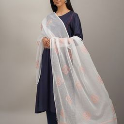 JAYPORE Floral Embroidered Pure Cotton Dupatta-picture-11