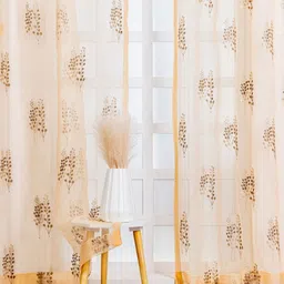 Parda Online Gold-Toned & Brown Set of 2 Floral Sheer Long Door Curtain-image-36