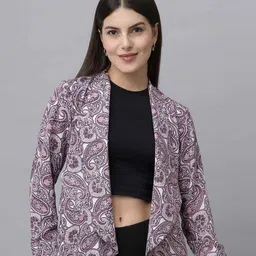 PURYS WORKSPACE Ethnic Motifs Printed Open Front Shrug-10