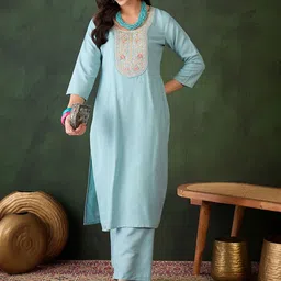 Sangria Women Embroidered Straight Kurta & Salwar-picture-12