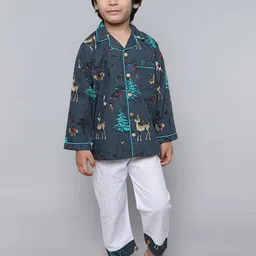 Little Clothings Christmas Boys Organic Cotton Printed Night suit-picture-6