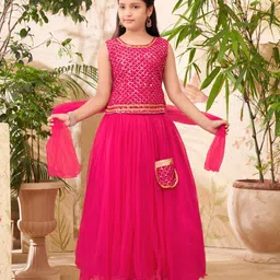 BAESD Girls Embellished Sequinned Ready to Wear Lehenga &-image-19