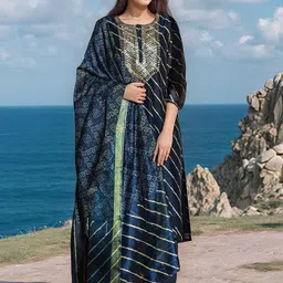 Aaghnya Women Striped Kurta with Trousers & Dupatta-picture-56