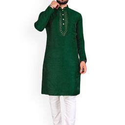 CHARLOTTE GRACIOUS Men Embroidered Mirror Work Grandeur & Majestic Artwork Kurta-image-99
