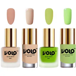 VOLO Set Of 4 Velvet Matte & Extra Shine Nail Polish - 8 ml Each & 9ml Each-28-39-65-28-10