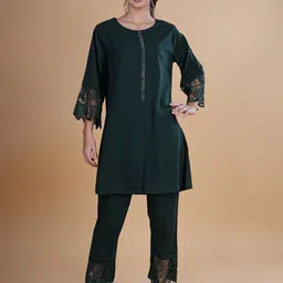 BAESD Solid Straight Kurta With Trousers-image-69