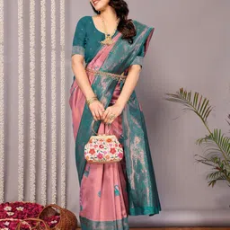vj fashion Woven Design Zari Saree With Blouse Piece-picture-53