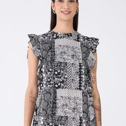 SALT ATTIRE Women Print Flutter Sleeve Top-image-86