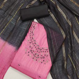 DIVASTRI Floral Embroidered Sequinned Unstitched Dress Material-image-84