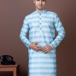 DEVOILER Ethnic Motifs Printed Mandarin Collar Cotton Silk Straight Kurta-picture-32