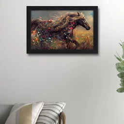 RANDOM Brown & Off White Printed Synthetic Wood Birds & Animals Wall Art-7