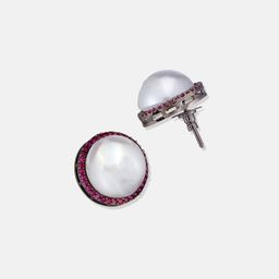 ATIBELLE Silver-Plated Artificial Stones Studded Circular Studs image 3