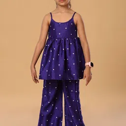 The Mini Trunk Girls Embroidered Shoulder Straps Top With palazzo-picture-24