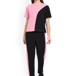 BOMBSHELL Half Sleeve Colorblocked T-Shirt With Trousers-picture-22
