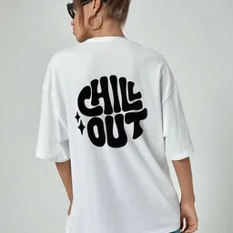 WOBE Typography Printed Drop Shoulder Sleeves Pure Cotton T-shirt-image-98