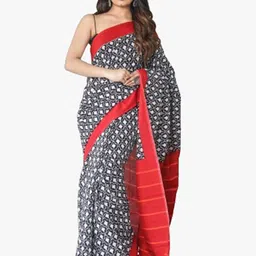 JALTHER Ethnic Motifs Pure Cotton Block Print Saree-23